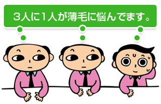 3人に1人が薄毛に悩んでいます。